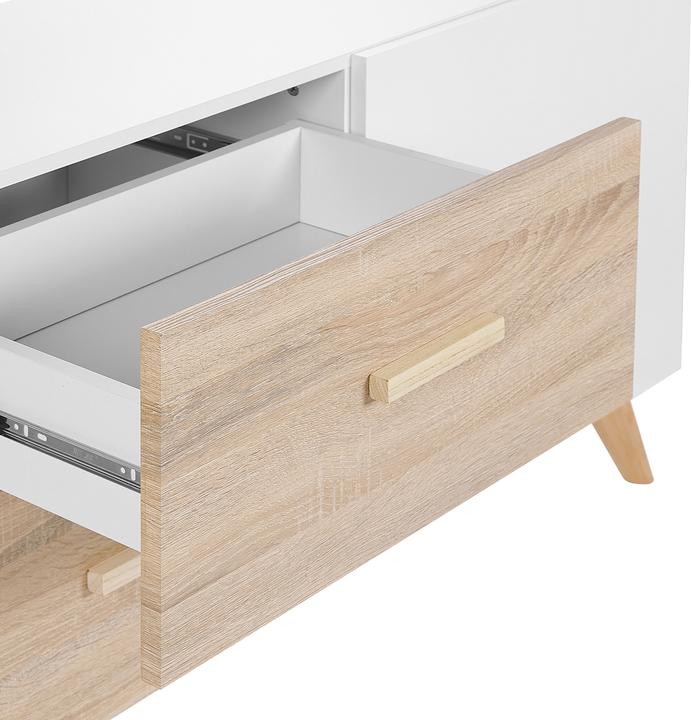 Produktbild Beliani Sideboard weiss / heller Holzfarbton 2 Schubladen Schrank FILI (120 x 40 x 70 cm)