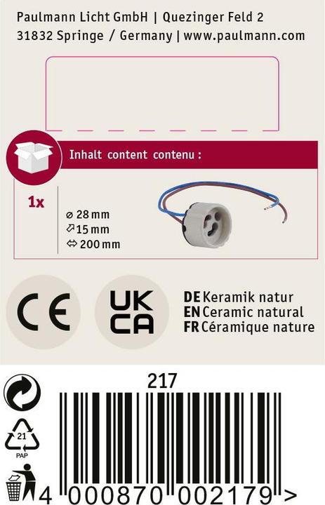 Image du produit Paulmann Prise de lampe GZ10 230 V