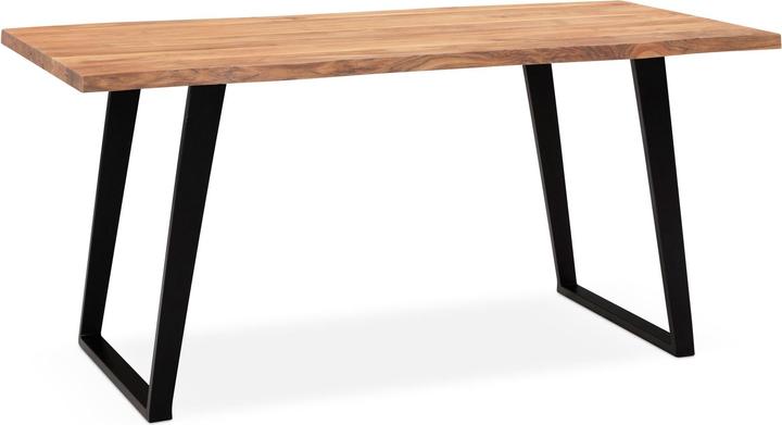 Produktbild FineBuy Schreibtisch Akazie Massivholz Metall Bürotisch Computertisch Baumkante (160 x 76 cm)