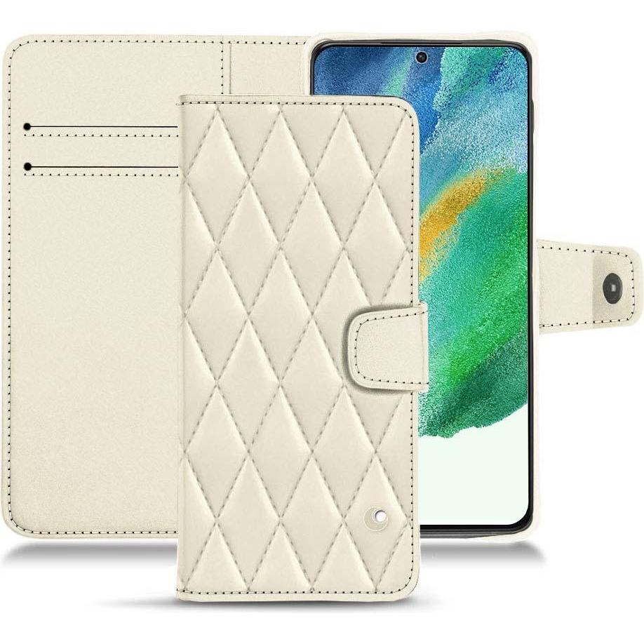 Noreve Lederschutzhülle Wallet (Samsung Galaxy S21 FE), Smartphone Hülle, Weiss