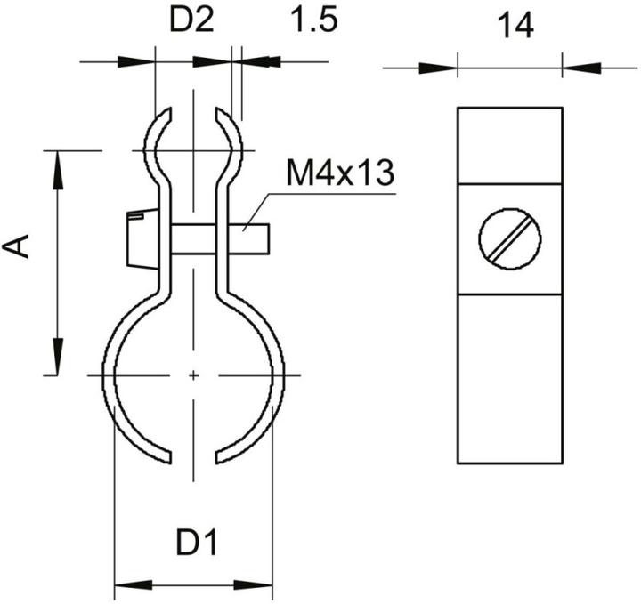 Actual product image OBO Bettermann OBO 1020 11-16 A4 tension wire clamp for cable 4-9mm 11-16mm stainless steel