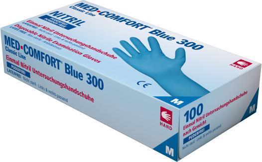 Actual product image Ampri Nitril Einweghandschuhe Med-Comfort blue 300 (S)