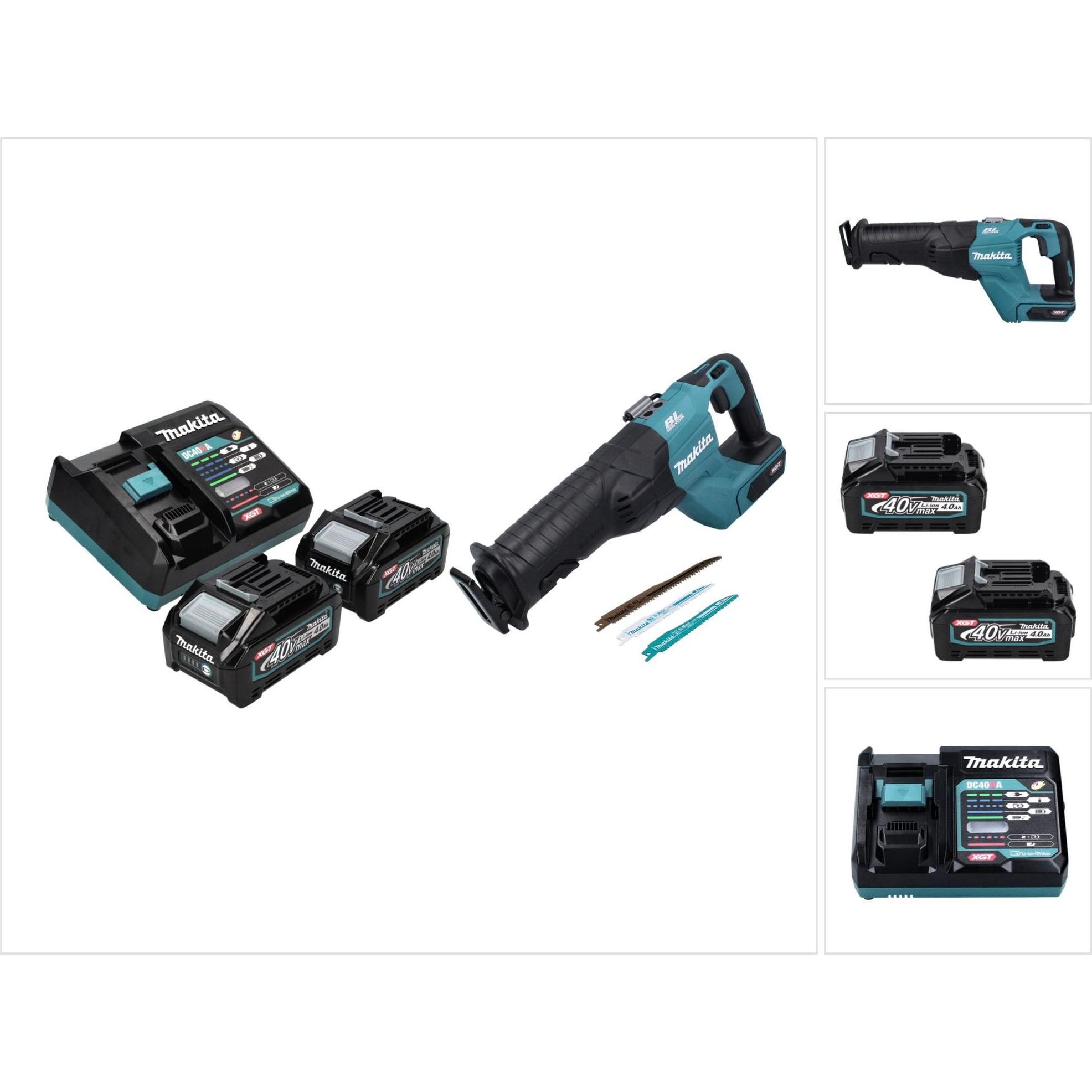 Makita, Säbelsäge, JR 001 GM2 Akku Reciprosäge 40 V max. Brushless Säbelsäge XGT + 2x Akku 4,0 Ah + Ladegerät -
