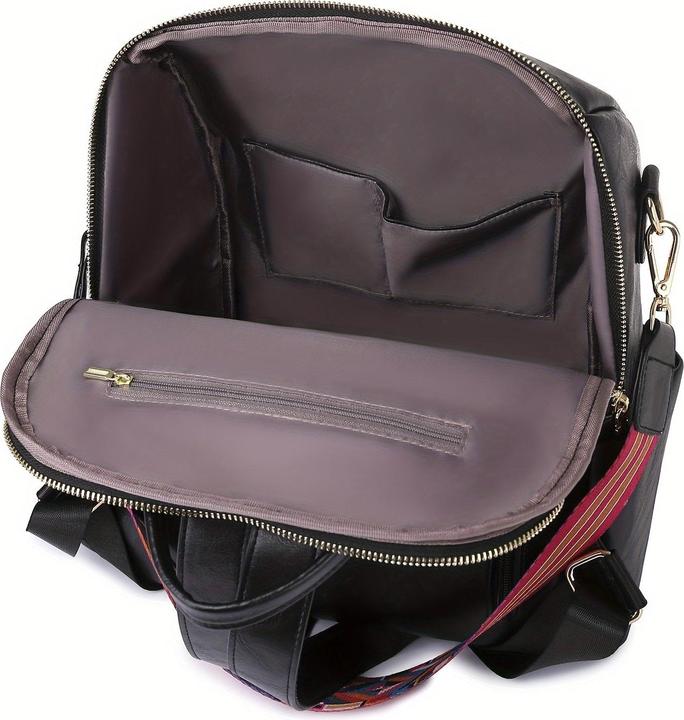 Immagine prodotto Only-Bags.Store Borsa zaino retrò a tinta unita, borsa a tracolla geometrica a tracolla larga, moda in pelle PU
