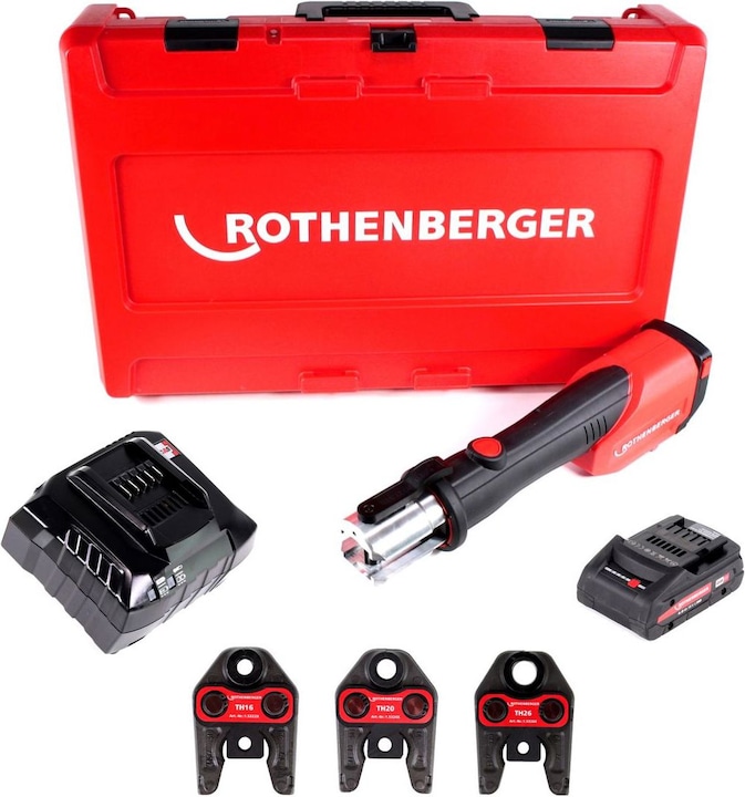 Produktbild Rothenberger ROMAX 4000 Set TH16-20-26 mm Akku Pressmaschine + 1x Akku 4,0Ah + Ladegerät + Pressback