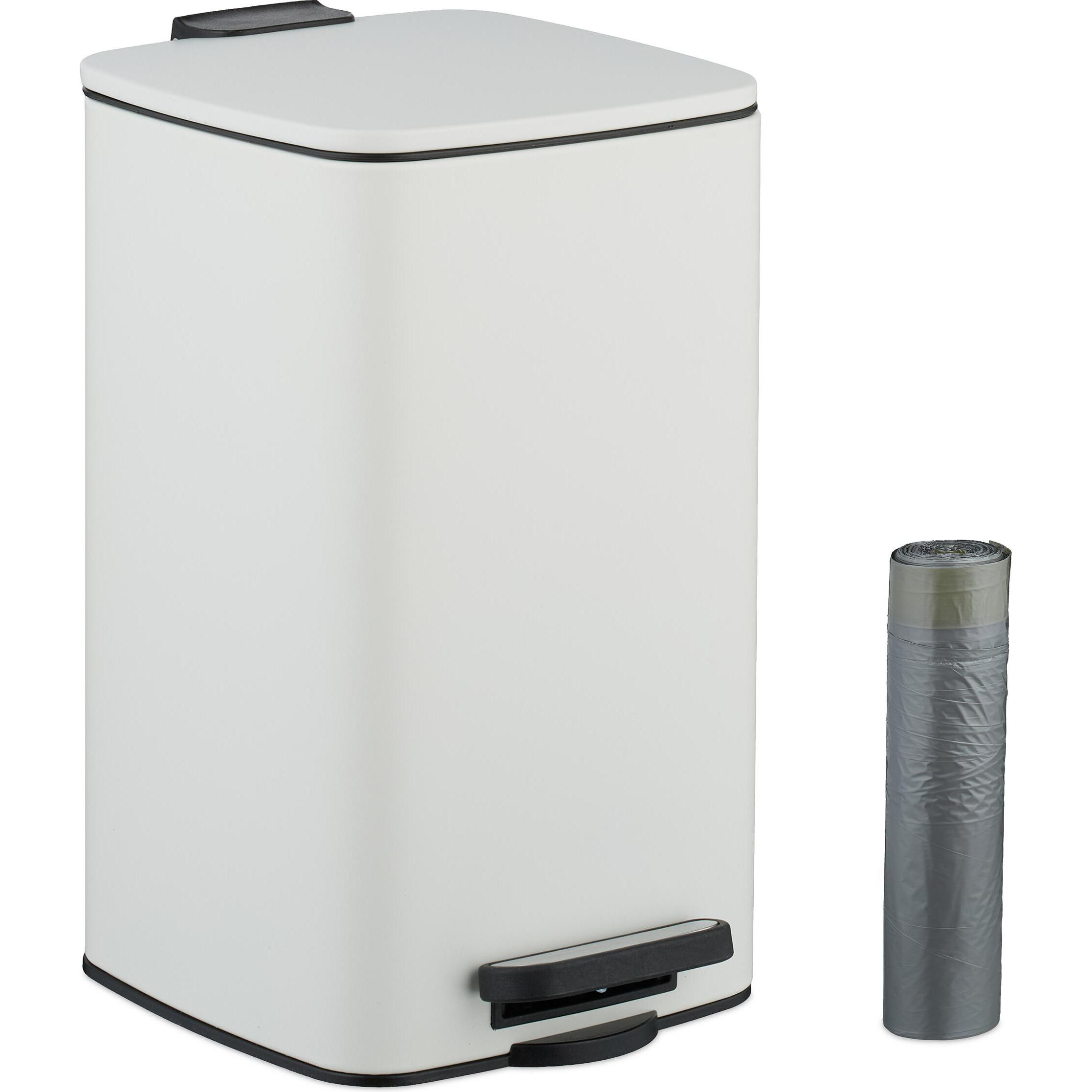 Relaxdays Kosmetikeimer 10 Liter - Moderner Badmülleimer Mit Absenkautomatik & Trittfunktion