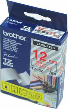 Immagine prodotto Brother Tze-132 (1.20 cm, Rosso, Trasparente)