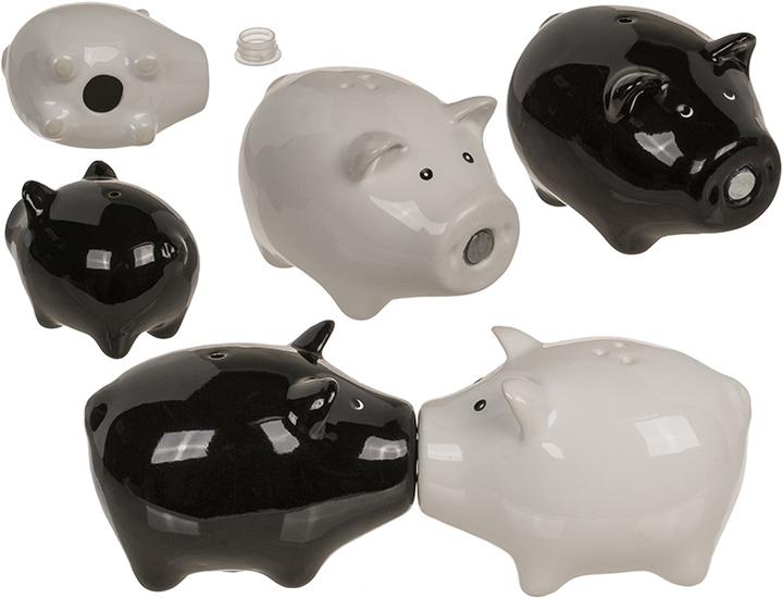 Image du produit G. Wurm Salière/poivrière Cochons avec nez magnétique, lot de 2, en céramique noire, blanche (L/H/P) 7x5x5cm (Sel)