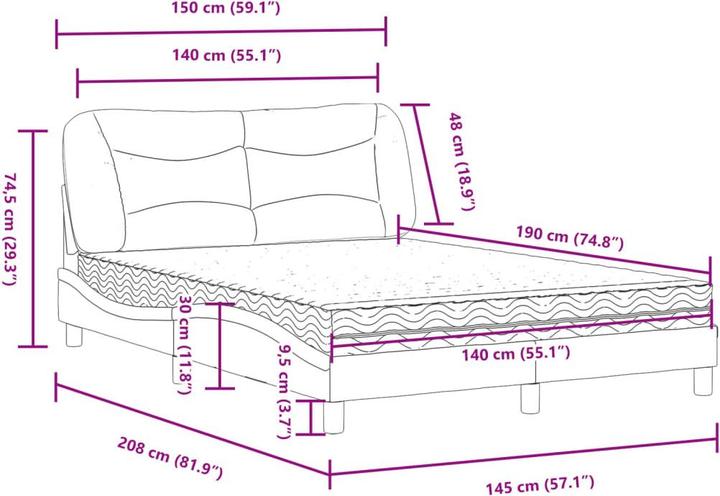 Image du produit vidaXL Bettgestell (140 x 190 cm)