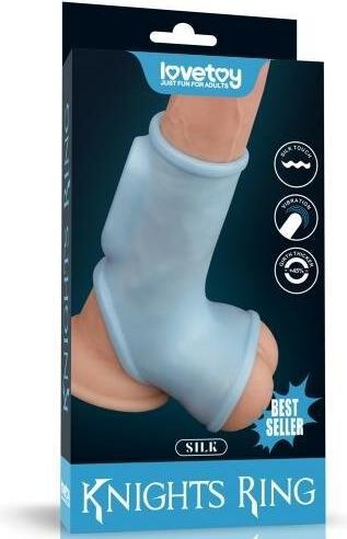Produktbild Lovetoy Vibrating Silk Knights Ring with Scrotum Sleeve (Blue)