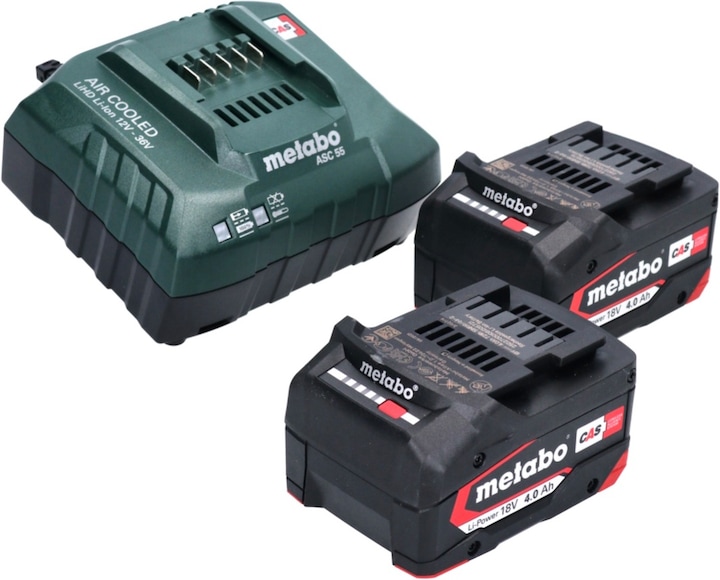 Produktbild Metabo Basis Set 2x Li-Power Akkupack 18 V 4,0 Ah CAS Li-Ion Akku ( 2x 625027000 ) + ASC 55 Ladegerä (18 V)