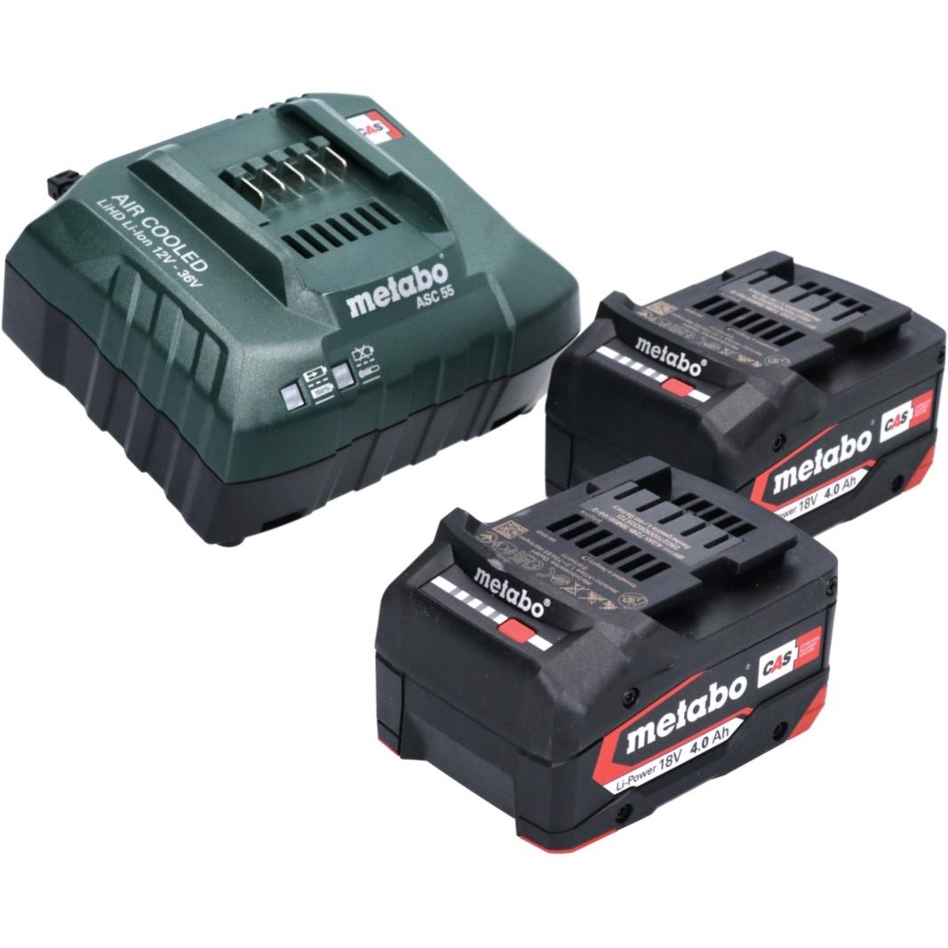 Thumbnail - Metabo, Werkzeugakku + Ladegerät, Basis Set 2x Li-Power Akkupack 18 V 4,0 Ah CAS Li-Ion Akku ( 2x 625027000 ) + ASC 55 L...
