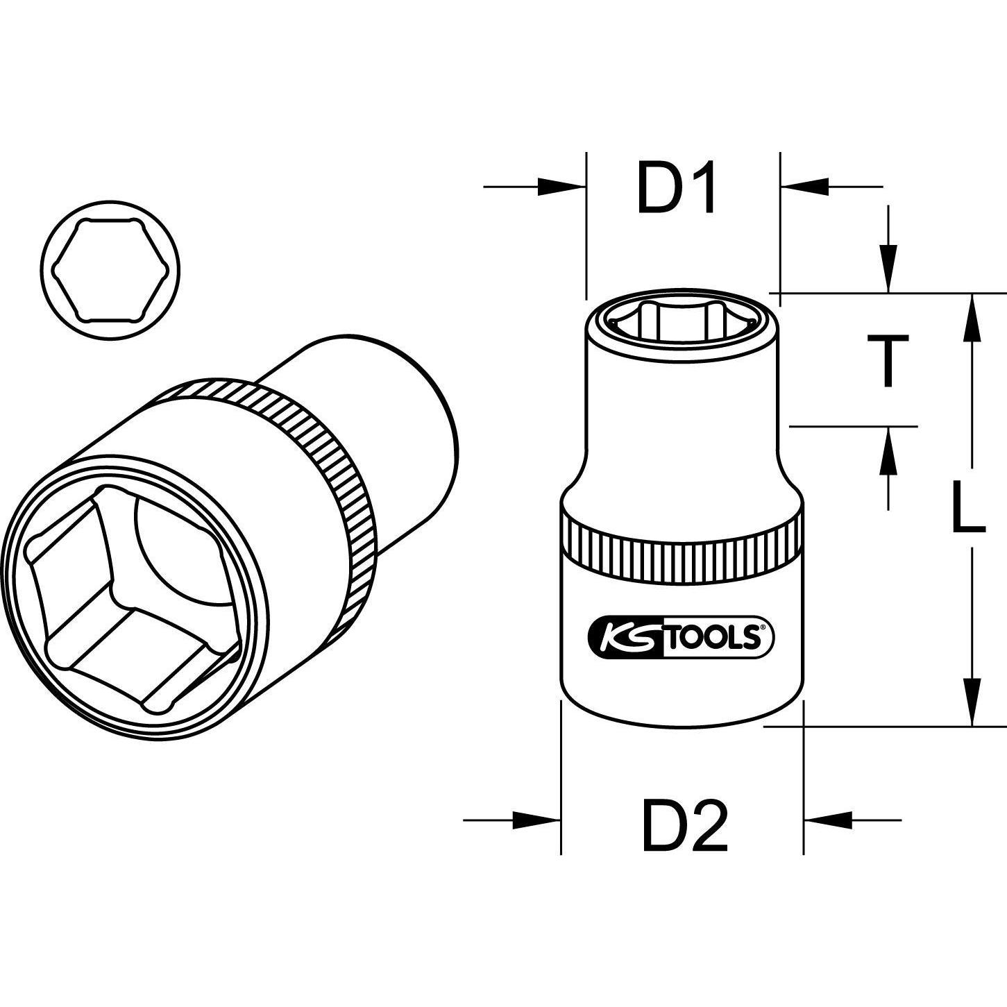 Thumbnail - KS Tools, Steckschlüssel + Stecknuss, 917.3808 (8 mm)