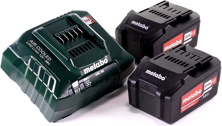 Actual product image Metabo Basic set 2x Li-Power battery pack 18 V 4.0 Ah CAS Li-Ion battery + charger ASC 55 ( 685050380 ) (18 V)