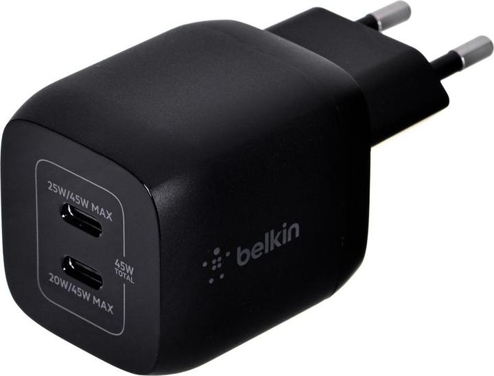 Actual product image Belkin Dual USB-C GaN Ladegerät mit Power Deliver und PPS Technologie (45 W)
