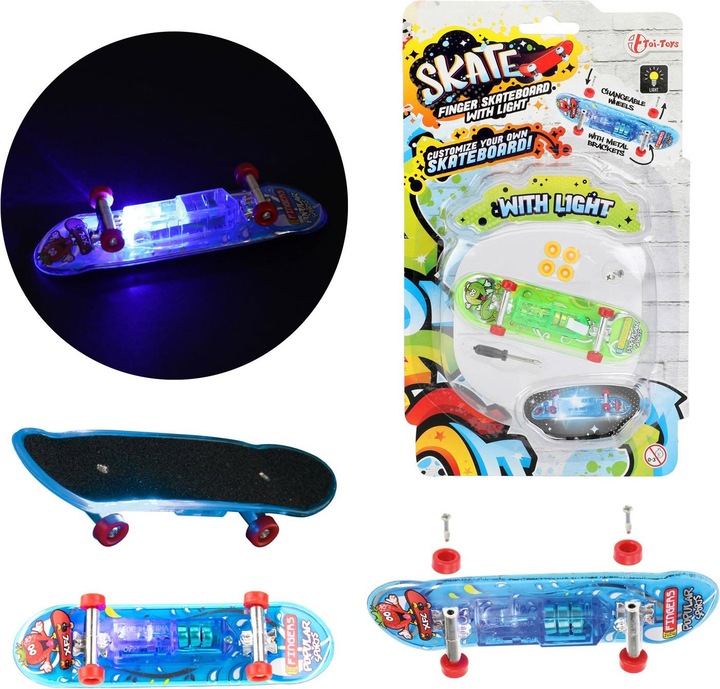 Actual product image Toi-Toys Finger skateboard with light and extra wheels