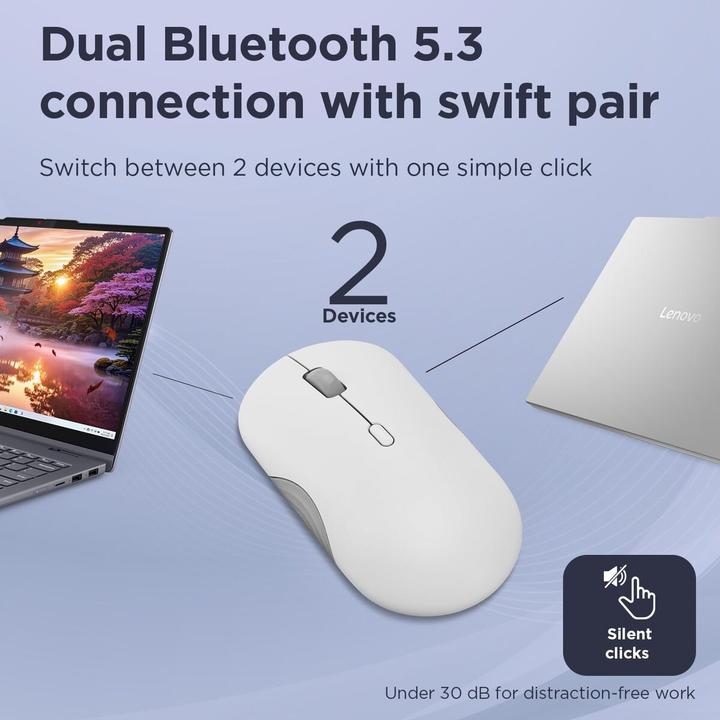 Produktbild Lenovo 350 Bluetooth Silent Mouse Cloud Grey (P) (Kabellos)