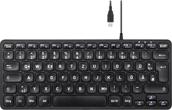 Actual product image Perixx PERIBOARD-432B EN, mini keyboard, USB wired, black (Germany, Cable)
