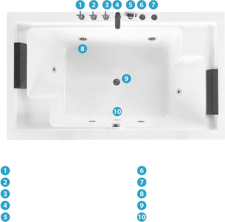 Produktbild Beliani Whirlpool Badewanne freistehend weiss rechteckig 180 x 110 cm SAONA (339 l, 110 cm)
