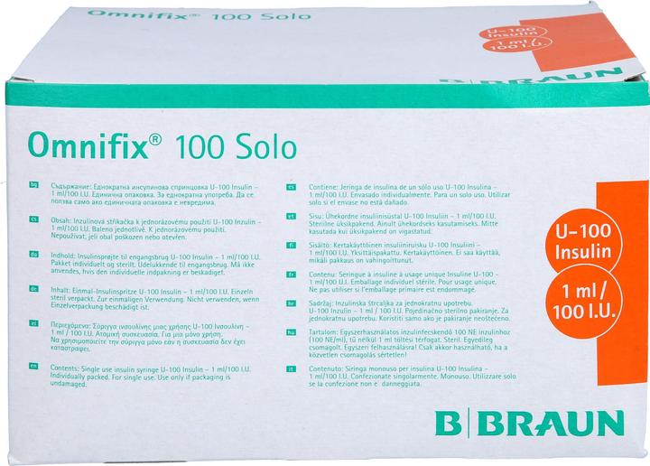 Image du produit B.Braun 100 Insulin 1 ml solo L (Seringue d'insuline)