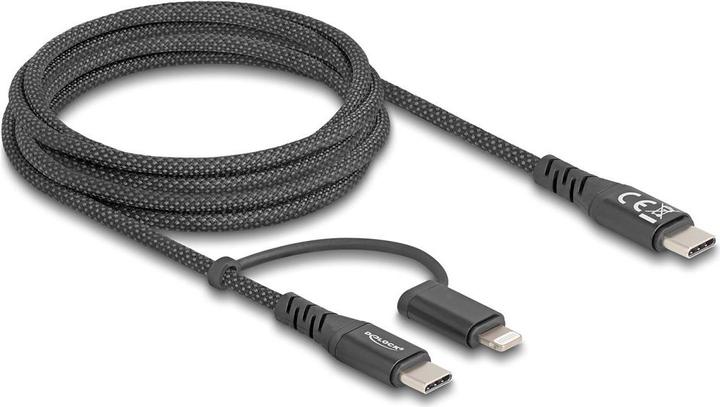 Image du produit Delock Câble USB 2 en 1 USB Type-C vers USB Type-C / Lightning (2 m, USB 2.0, USB 3.0, 60 W)