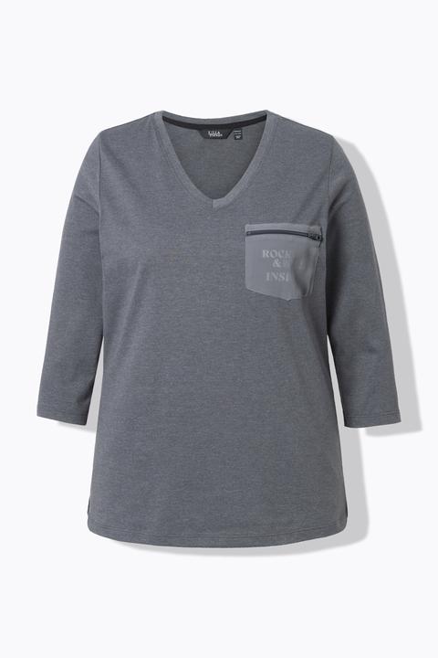 Actual product image Ulla Popken Statement Pocket 3/4 Sleeve Tee (62)