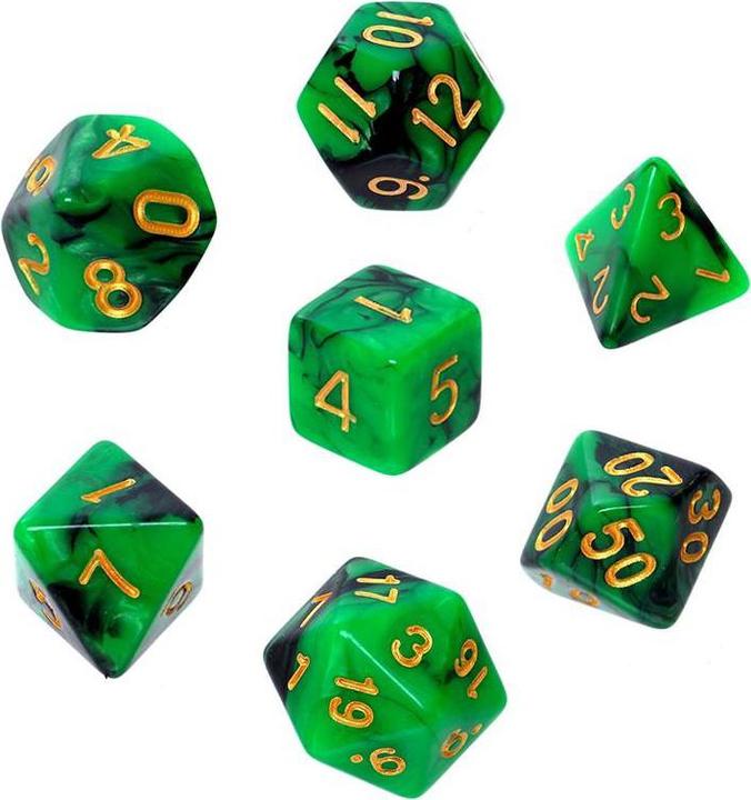 Rebel Jeu de dés RPG - Deux couleurs - Vert et Noir