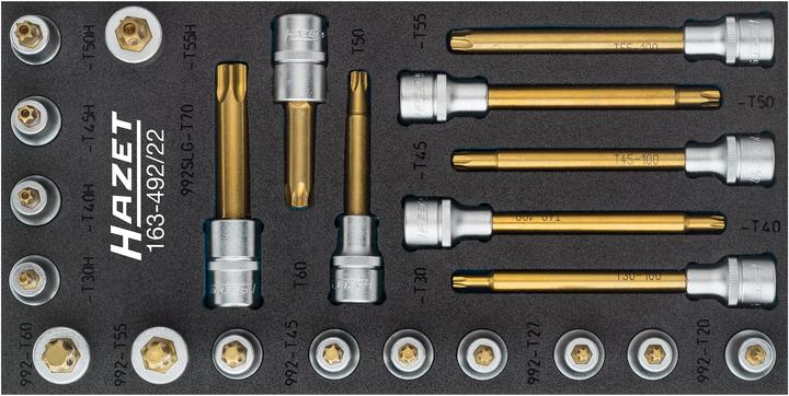 Produktbild HAZET Schraubendreher-Steckschlüsseleinsatz Satz ∙ TORX 163-492/22 ∙ Vierkant12,5 mm (1/2 Zoll) ∙ …