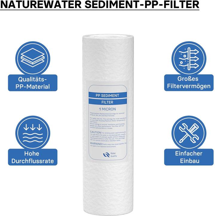 Actual product image Wiltec Naturewater PP Sedimentfilter 10" 254mm 1µ Ersatz Wasserfilter Trinkwasserfilter (1x)