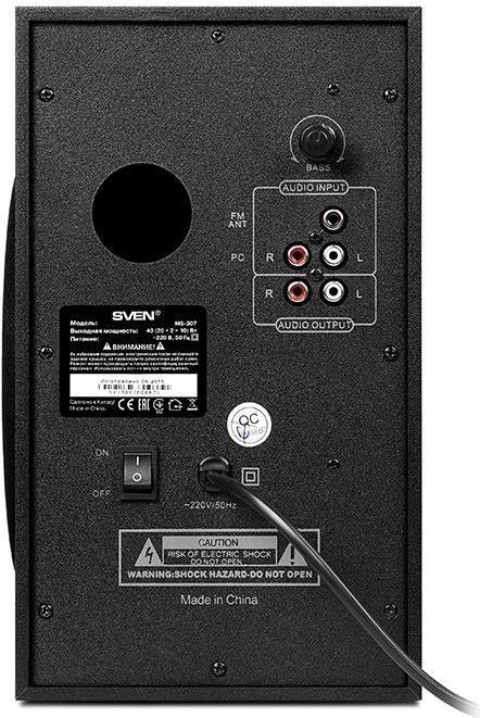 Image du produit Sven MS-307, 2.1 speakers, FM, Bluetooth, USB/SD, LED Ekranas, RC unit, power output 40W (20 + 2  1