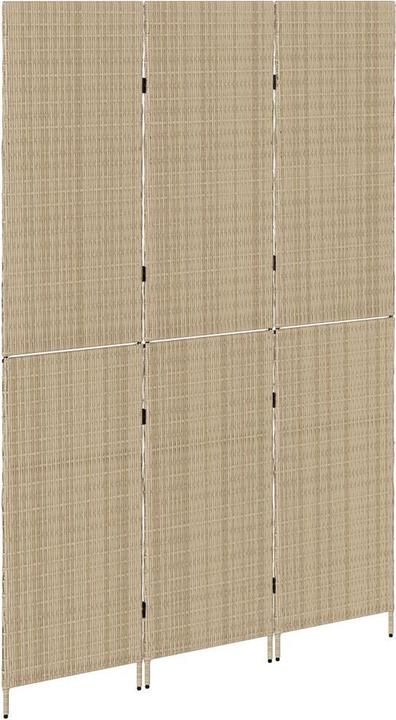 Produktbild vidaXL Raumteiler 3-teilig Faltbar Beige 146x200 cm Poly Rattan