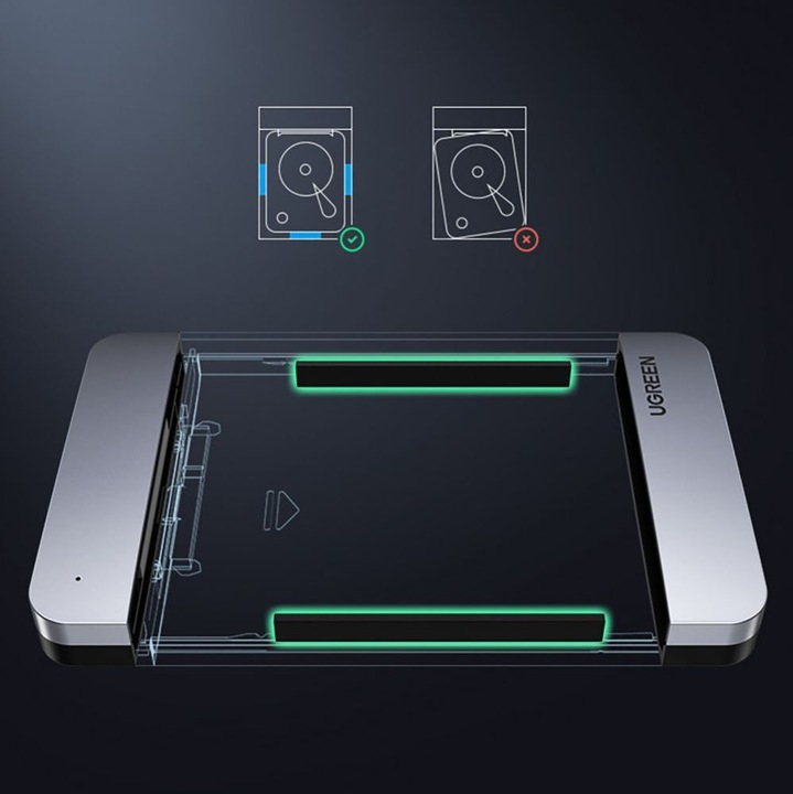 Productafbeelding Ugreen USB 3.1 Type-C HDD/SSD Aluminium Behuizing 2,5" met USB-C Kabel (2.5")