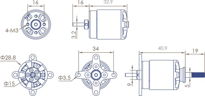 Produktbild Planet-Hobby JOKER 2834-9,5 V3 880 KV BRUSHLESS MOTOR