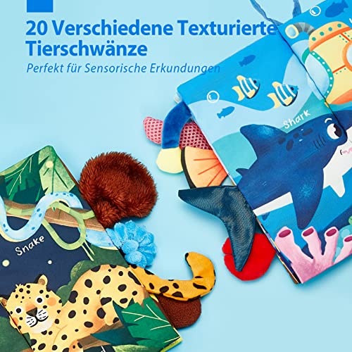 Produktbild Activity Board Babybuch Baby Stoffbuch - 2 Stück Buch Babyspielzeug - 3D Bilderbuch Stoffbücher Fühlbuch
