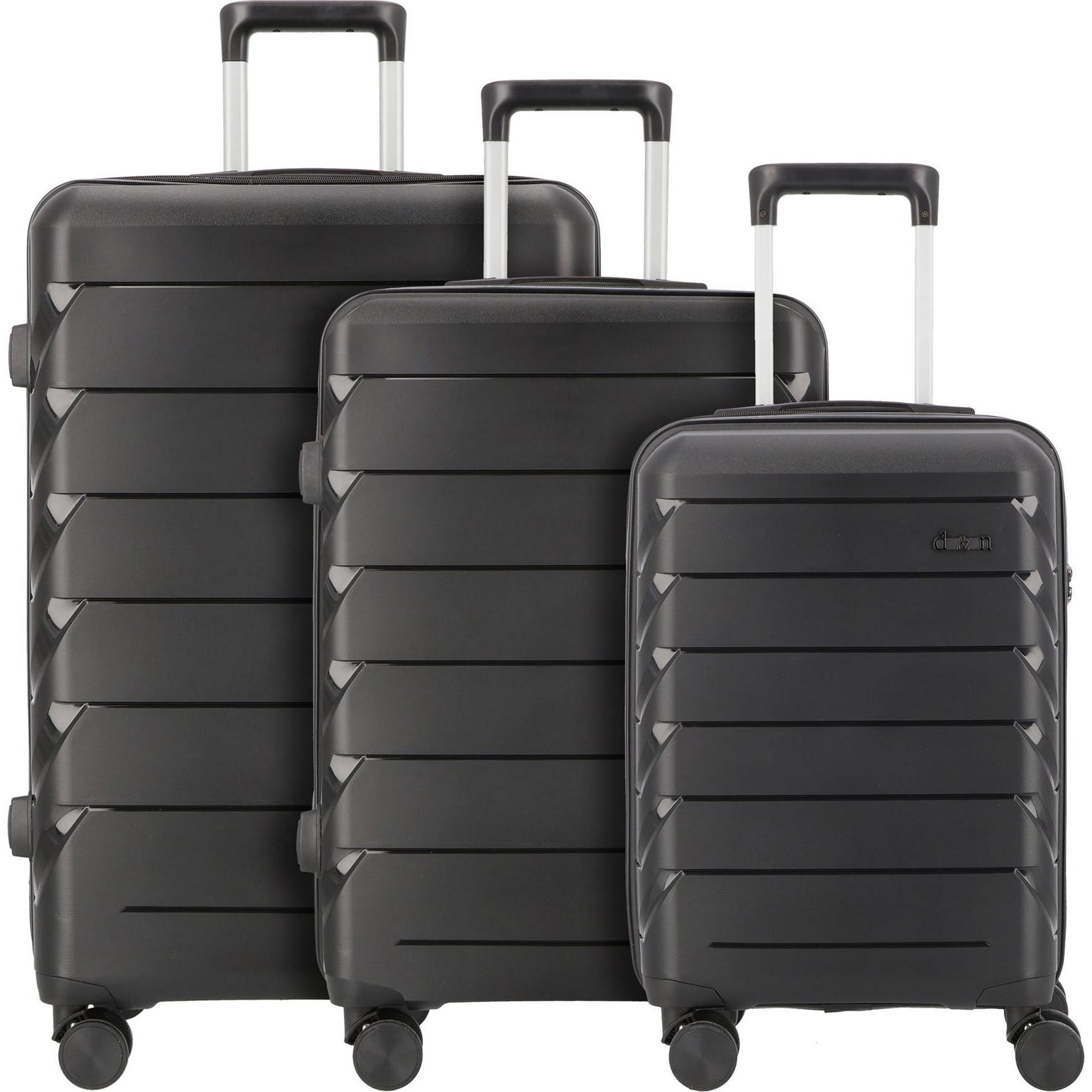 D&N, Koffer, Travel Line 4100 4 Rollen Kofferset 3-teilig, Schwarz, (172 l, XL (ab 115l))