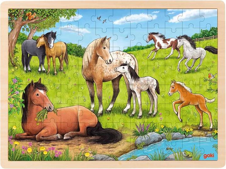 Goki Einlegepuzzle Sommer auf der Pferdewiese (96 Teile)