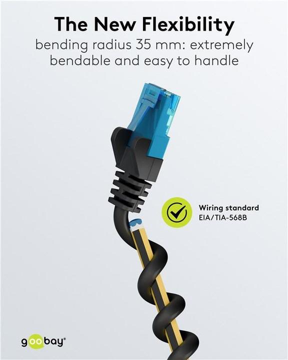 Produktbild Goobay CAT 6A Patchkabel U/UTP, schwarz (U/UTP, CAT6a, 1 m)