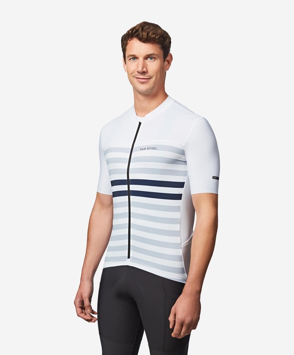 Image du produit Van rysel Maillot vélo route manches courtes été ajusté homme - EDR 2 blanc marinière (S)