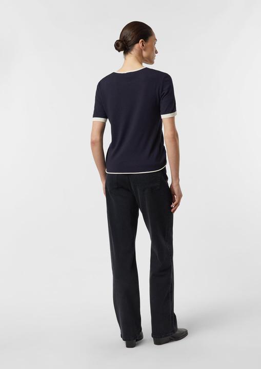 Produktbild Comma Strickpullover Basic Feinstrick-Shirt mit Kontrastabschlüssen (38)