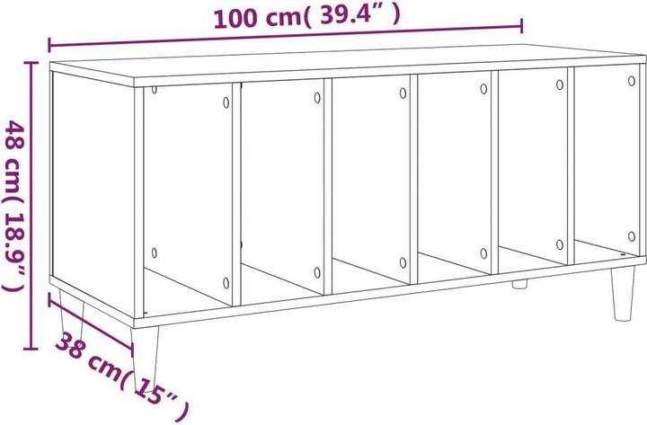 Actual product image vidaXL Plattenschrank Schwarz 100x38x48 cm Holzwerkstoff (100 x 38 x 48 cm)