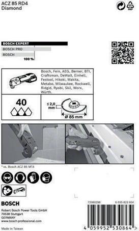 Immagine prodotto Bosch Professional Zubehör Blau Zubehör 2608902057 EXPERT Starlock Segmentblatt ACZ 85 RD4 Diamantschliff+Abrasiv 85 1x
