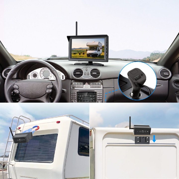 Image du produit AutoVox Solar Rückfahrkamerasystem Wireless 7" 12/24V