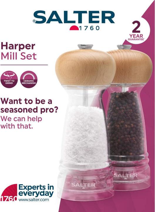 Actual product image Salter BW12949BEU7 Harper Mill Set Beechwood (Pepper, Salt)