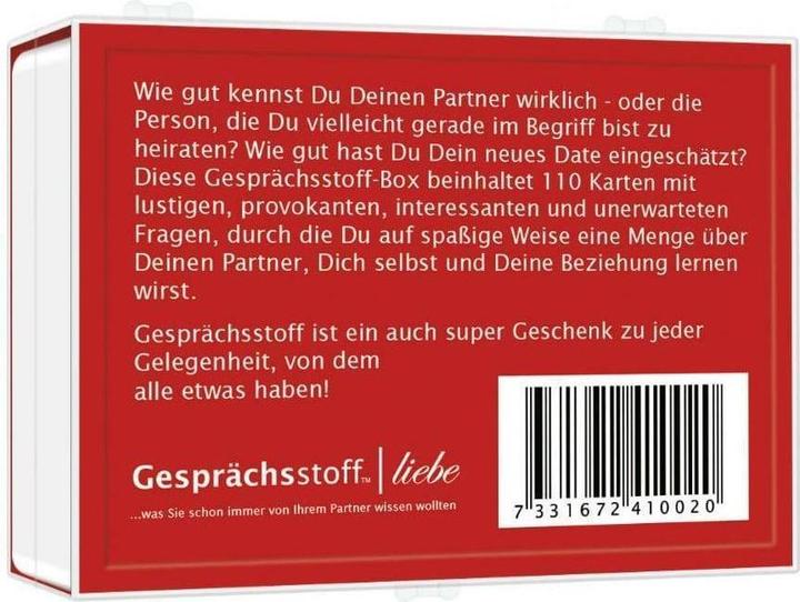 Produktbild Gesprächsstoff: Liebe (Deutsch, 2 - 8 Spieler)