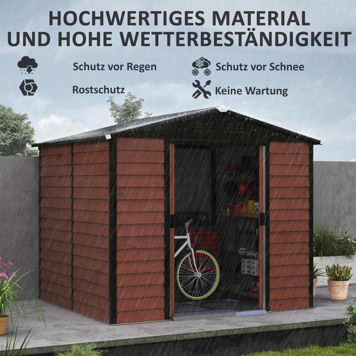 Produktbild Outsunny Gerätehaus Verzinkter Stahl Teak