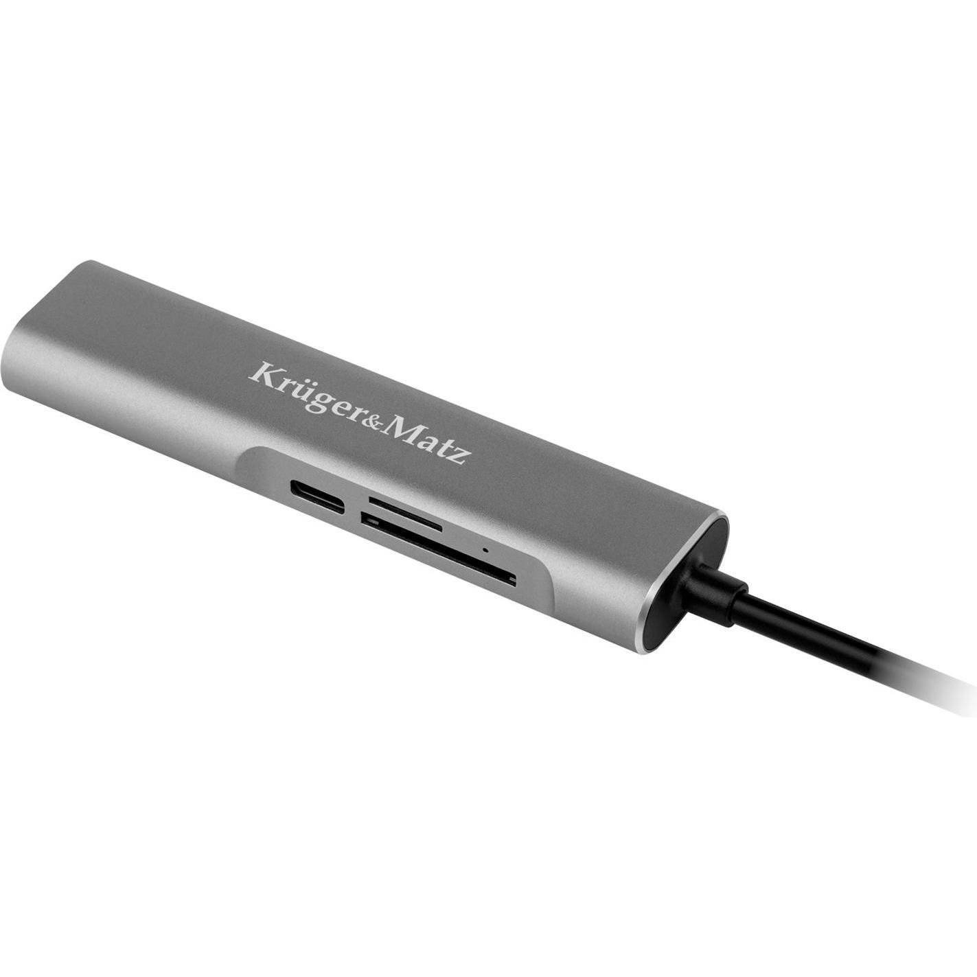 Krüger&Matz Adapteris (HUB) C tipo USB prie HDMI, Dockingstation + USB Hub