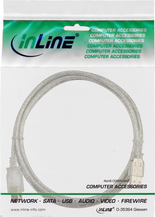 Produktbild InLine USB 2.0 Verlängerung, St/Bu Typ A (3 m, USB 2.0)