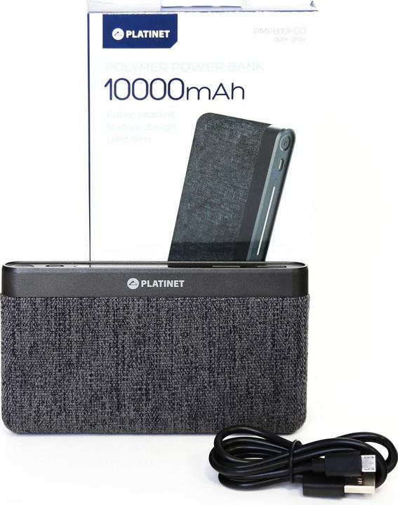 Platinet Powerbank fabric braided with 10,000 mAh graphite (44385) (10000 mAh, 5 W, 37 Wh)