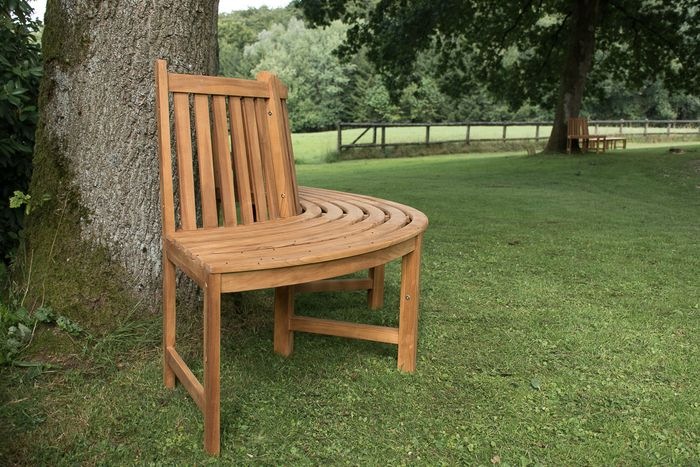 Actual product image Swisshandel24 Male 206cm semi-circular tree bench with backrest, brown
