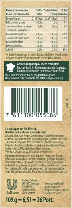Nährwerte und Zutaten Knorr Fleisch Bouillon (109 ml)